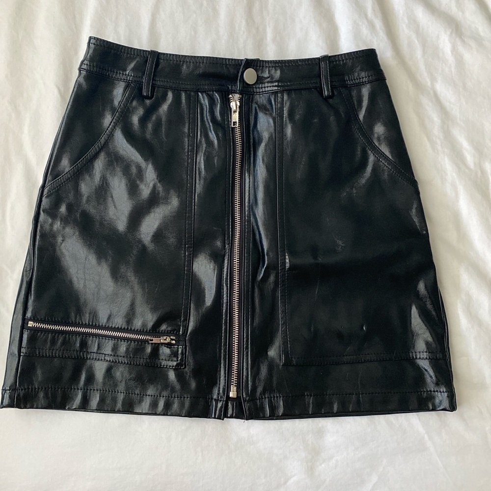 Princess Polly Black zip up mini skirt